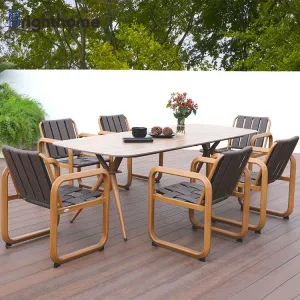Brighthome Modern New Outdoor Furniture Restaurant Table and Chair Rope Woven Terrace All Weather Outdoor Garden Dining Set