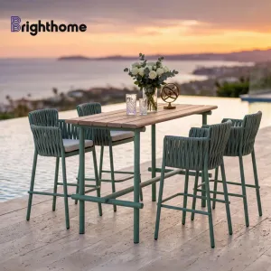Brighthome Outdoor Furniture Aluminum High Chair Patio Garden Restaurant Bar Dining Set