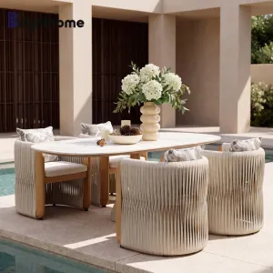 Brighthome Wholesale Waterproof Outdoor Furniture Restaurant Dining Table Chairs Aluminum Garden Sofa Set