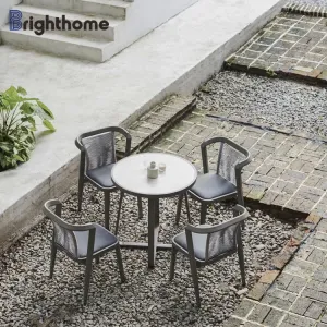 Custom Aluminum Nordic Dining Table and Chair Modern Garden Furniture Hotel Restaurant Outdoor Patio Dining Set