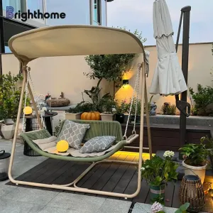 Custom Aluminum PE Rattan Patio Furniture Outdoor Garden Swing Hanging Chair Set