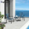 Custom Garden Furniture Restaurant Aluminum Outside Balcony Coffee Table and 2 Chair Set