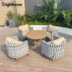 Custom HPL Table Aluminum Patio Garden Terrace Rattan Waterproof Sofa Outdoor Furniture Set
