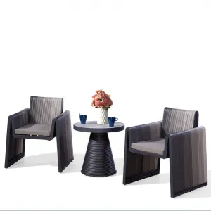 Custom Modern Wicker Garden Furniture Outdoor Rattan Dining Table and Chair Set Patio Dining Set
