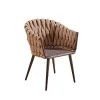Custom PE Rattan Outdoor Garden Patio Balcony Modern Aluminium Cafe Rope Chair