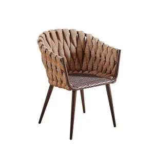 Custom PE Rattan Outdoor Garden Patio Balcony Modern Aluminium Cafe Rope Chair