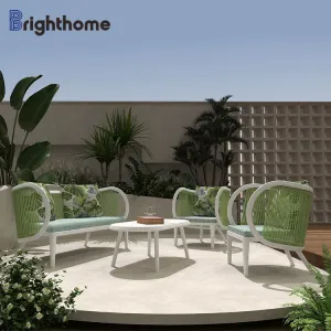 Customized Terrace Villa Courtyard Rope Weaving Aluminum Outdoor Funiture Patio Set Hotel Garden Sofa Set