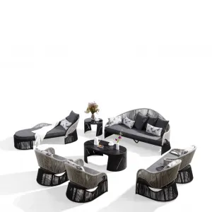 Direct Sale Modern Design Aluminium Frame Rope Hand Patio Furniture Set Outdoor Sofa