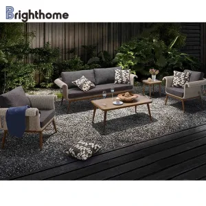 Factory Aluminum PE Rope Weave European Style Outdoor Sofas Rattan Garden Furniture