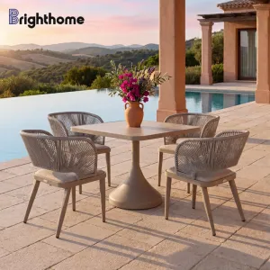 Factory Price Aluminum Balcony Garden Hotel Furniture Restaurant Dining Seating Garden Outdoor Table Chair Set