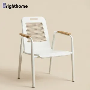 Factory Price Aluminum and Rope Waterproof Patio Furniture Garden Outdoor Restaurant Dining Chairs