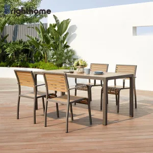 Factory Price Garden Out Door Furniture Restaurant Aluminum Patio 4-6 People Minimalist Outdoor Dining Room Set