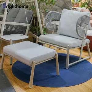 Factory Wholesale Leisure Patio Hotel Outdoor Furniture Aluminum Rope Woven Garden Lounge Chair