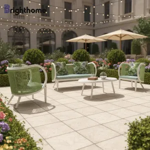 Factory Wholesale Leisure Rope Aluminum Patio Set Metal Outdoor Sofa Set Garden Dining Furniture