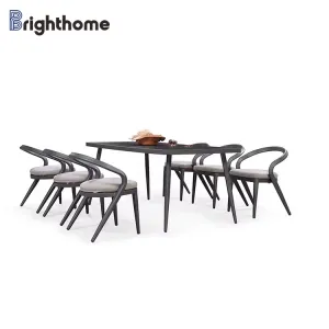 Garden Luxury Aluminum Table and 6 Seats Chair Courtyard Furniture Aluminium Exterior Outdoor Furniture Dining Set