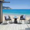 Garden Out Door Aluminum Weaving Restaurant Outdoor Furniture Coffee Table and Chairs Balcony Set 2 Chairs 1 Table