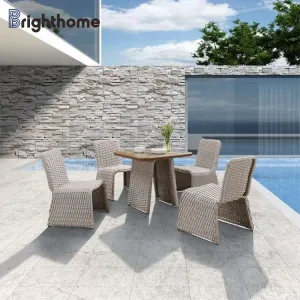 Garden Rattan Outdoor Restaurant Tables and Chairs Nordic Outdoor Aluminium Patio Furniture Dining Set