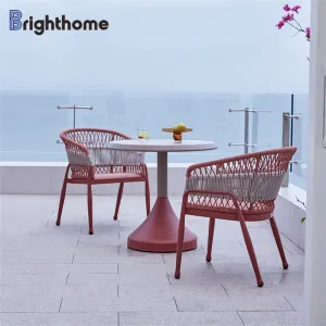 Garden Restaurant Dining Set Modern Outdoor Bistro Rope Weaving Outdoor Table and Chair Set