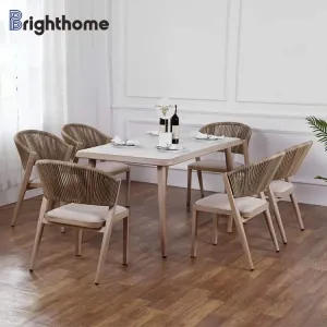 Garden Restaurant Table and Chair Aluminum Rope Outdoor Furniture Chair Outdoor Dining Table Set