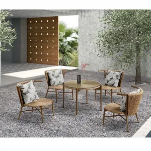 Aluminum Rattan Rope Outdoor Furniture Table Sets Garden Chairs