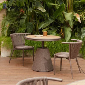 Courtyard Garden Aluminum Rope Chairs Outdoor Patio Furniture Dining Set