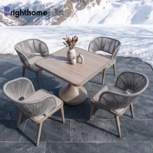 Rope Outdoor Furniture Garden Set Aluminum Patio Dining Chairs for Restaurant Project