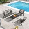 Hot Sale Contemporary Luxury Garden Patio Furniture Aluminum Frame Outdoor Sofa Set