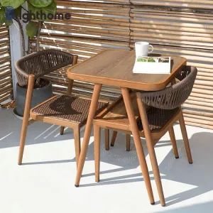 Hot Sale Restaurant Dining Chairs Metal and Rope Stackable Modern Design Outdoor Rope Dining Chair