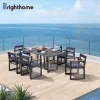 Hot Sell Patio Furniture Dining Set Luxury Aluminum Balcony Garden Outdoor Furniture Dining Table and Chair Set