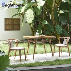 Luxury Modern Restaurant Garden Dining Table Set Aluminum Patio Door Furniture with Rope Outdoor Dining Furniture