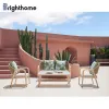 Luxury Style Modern Patio Waterproof Aluminium Frame Rope Weaving Balcony All Weather Outdoor Sofa