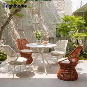 Modern Aluminum Garden Furniture Balcony Outdoor Patio Restaurant Dining Table and Chair Set