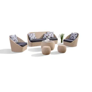 Modern Design Popular 6 Piece Rope Rattan Patio Sofa Set Outdoor Garden Furniture