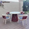 Modern Garden Outdoor Patio Furniture Dining Set Aluminum Frame Luxury Rope Weave Outdoor Chairs and Table