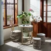 Modern Luxury Patio Garden Furniture Set Unique Design Rope-Handled Aluminum Outdoor Dining Table Hotel Courtyard Farmhouse