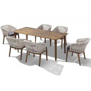 Modern Luxury Patio Handmade PE Rope Weave Aluminum Dining Garden Rattan Outdoor Furniture