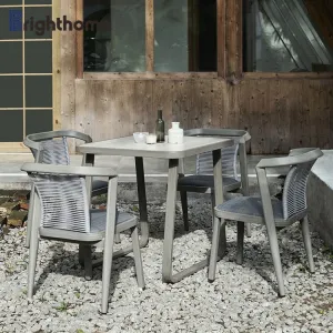 Modern Rope Weaving Luxury Style Terrace Garden Aluminium Dining Outdoor Furniture Set