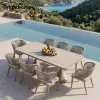 Modern Waterproof Patio Furniture Set Aluminum Frame Garden Tables Chairs Outdoor Dining Set