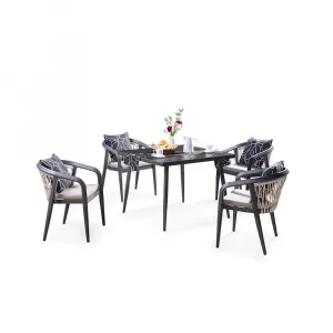 New Design Aluminum Pe Rattan Leisure Comfy Rope Outdoor Furniture Patio Restaurant Table and Chair Sets