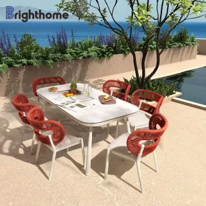 New Design Elegant Outdoor Metal Patio Coffee Waterproof Garden Dining Outdoor Tables and Chairs Set Contemporary Modern