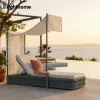 New Design Waterproof Hotel Villa Garden Furniture Outdoor Pool Aluminum Rope Sun Loungers Chairs
