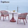 Nordic Patio Furniture Restaurant Dining Set Outside Outdoor Garden Rope Dining Table and Chair Set