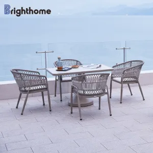 Outdoor Luxury Furniture Patio Aluminum Garden Restaurant Dining Set Outdoor Dining Table and 4 Chairs Set for 4 Person