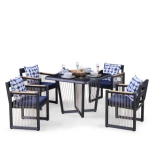 Outdoor Modern Design Rope Weaving Waterproof Luxury Patio Garden Furniture Dining Set