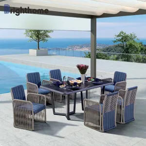 Outdoor Rope Dining Tables And Chairs Aluminum Patio Furniture Terassa Garden Table And Chairs Set