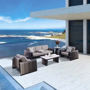 Patio Balcony Luxury Modern Aluminum Rope Weaving Water Proof Outdoor Furniture Garden Sofa Sets