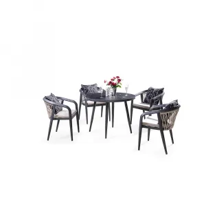 Popular Garden Pool Outdoor Leisure 4 Chairs and Table Aluminum Pe Rattan Restaurant Outdoor Chairs and Table Set