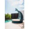 Rattan Wicker Waterproof Modern Luxury Style Pool Patio Round Outdoor Daybed with Canopy