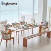 Restaurant Outdoor Furniture Table and Chair Courtyard Modern Design 6-8 Luxury Outdoor Furniture Dining Sets for Commercial