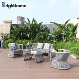 Rope Weaving Waterproof Modern Luxury Aluminium Frame Garden Furniture Outdoor Patio Sofa Set